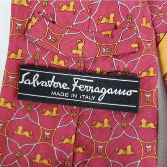 Salvatore Ferragamo Silk Tie Equestrian Horse Saddle Pattern - Picture 4 of 9